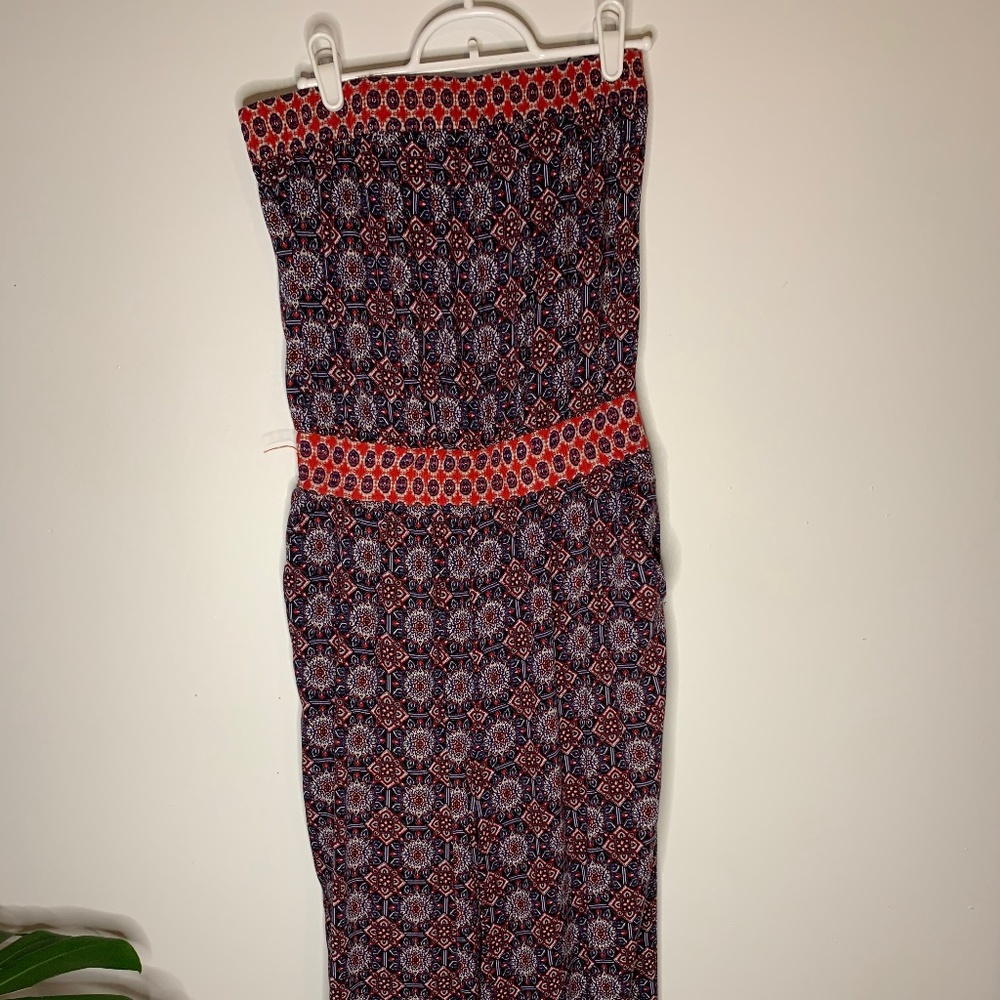Patterend Strapless Jumpsuit